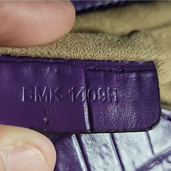 MICHAEL KORS Croc Embossed Envelope Clutch in Plum Color - Picture 11 of 11